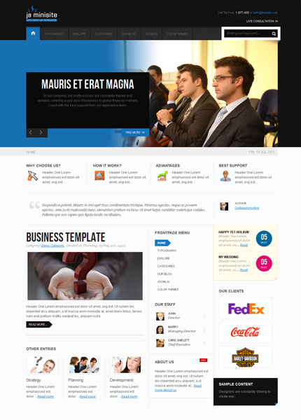 Minisite Joomla template